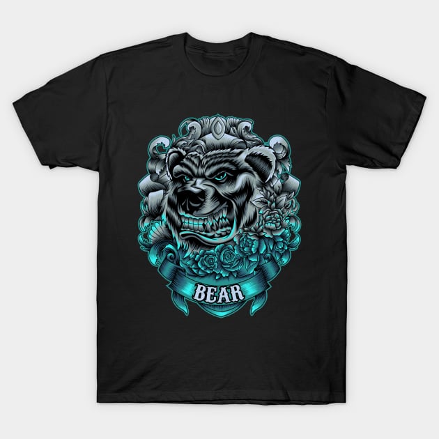 Angry Bear Illustration T-Shirt by Marciano Graphic